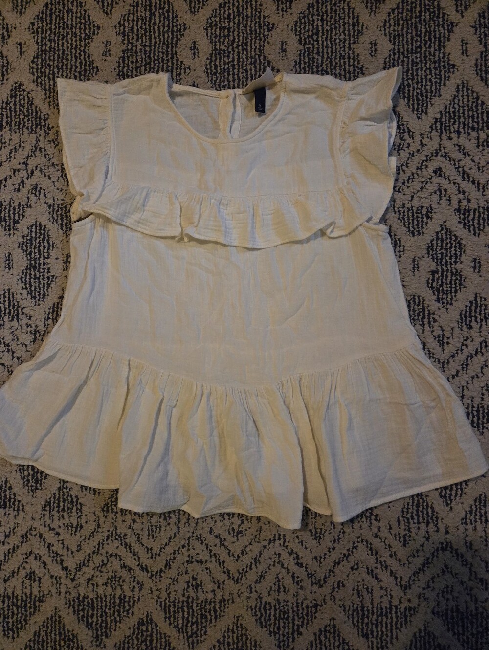 Universal Thread White Ruffle Trim Babydoll Blouse
